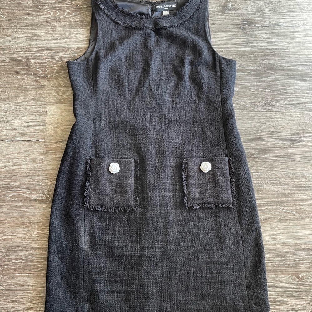Karl Lagerfeld Black Textured Mini Dress